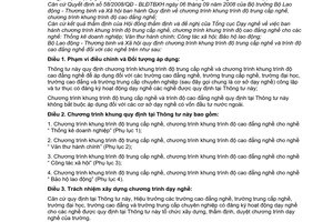 Thông tư 11/2010/TT-BLĐTBXH  Chương trình khung trình độ trung cấp