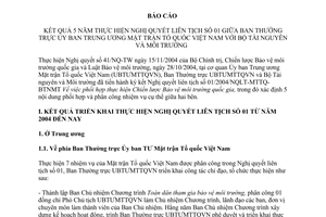 Báo cáo 33/BC-MTTƯ-TNMT kết quả 5 năm thực hiện Nghị quyết liên tịch 01/2004/NQL