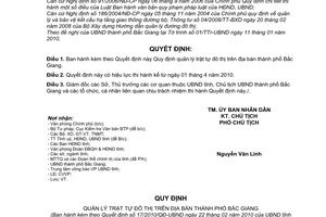 Quyết định 17/2010/QĐ-UBND quản lý trật tự đô thị