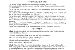 Quyết định 07/2010/QĐ-UBND giá bán nước sạch nông thôn trên địa bàn tỉnh Bình Dương