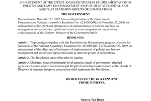 Resolution No. 10/NQ-CP, promulgating the Government's program