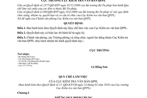 Quyết định 11/QĐ-CKTrVB Quy chế làm việc Cục Kiểm tra văn bản quy phạm pháp luật