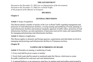 Decree No. 11/2010/ND-CP, prescribing the management and protection of road