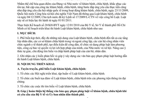 Kế hoạch 736/KH-SYT triển khai Luật khám bệnh, chữa bệnh