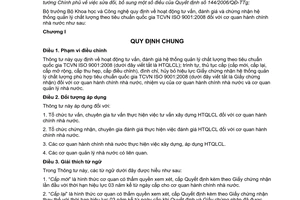 Thông tư 01/2010/TT-BKHCN hoạt động tư vấn, đánh giá chứng nhận hệ thống quản lý chất lượng theo tiêu chuẩn quốc gia TCVN ISO 9001:2008