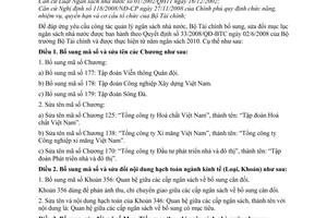 Thông tư 26/2010/TT-BTC  sửa đổi mục lục ngân sách nhà nước