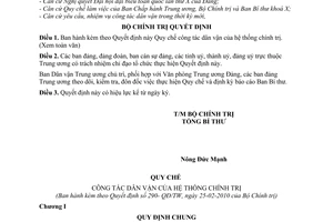 Quyết định 290-QĐ/TW Quy chế công tác dân vận