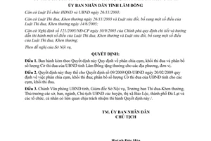 Quyết định 09/2010/QĐ-UBND phân chia cụm khối thi phân bổ Cờ thi đua đua Lâm Đồng