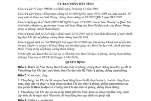 Quyết định 06/2010/QĐ-UBND Văn phòng Ban Chỉ đạo phòng chống tham nhũng Hà Tĩnh
