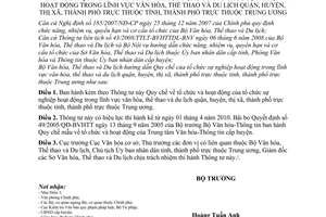 Thông tư 01/2010/TT-BVHTTDL Quy chế tổ chức hoạt động tổ chức sự nghiệp hoạt động trong lĩnh vực văn hóa, thể thao du lịch