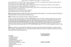 Thông tư 06/2010/TT-BGDĐT Quy chế công nhận trường trung học cơ sở, trường trung học phổ thông trường phổ thông có nhiều cấp học đạt chuẩn