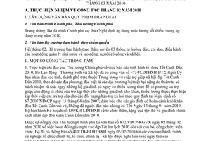 Báo cáo 17/BC-LĐTBXH  tình hình thực hiện nhiệm vụ công tác tháng 02 kế hoạch công tác tháng 03 năm 2010
