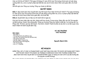 Quyết định 415/QĐ-BTNMT Kế hoạch thực hiện Chỉ thị 134/CT-TTg