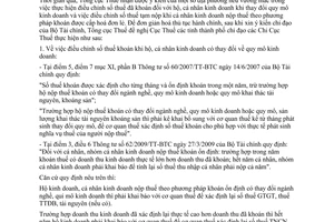 Công văn 379/TCT-TNCN quản lý thu thuế cá nhân kinh doanh nộp thuế theo phương pháp khoán