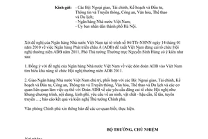 Công văn 803/VPCP-QHQT đón làm việc đoàn Ngân hàng Phát triển châu Á khả năng đăng cai Hội nghị thường niên 2011