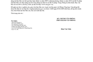 Công văn 70/VP-TH  góp ý dự thảo Báo cáo kết quả nhiệm vụ năm 2009 phương hướng, nhiệm vụ năm 2010
