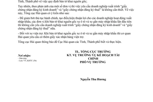 Công văn 695/TCHQ-KHTC bán tờ khai nguồn gốc