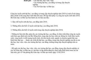 Công văn 598/BGDĐT-VP  tuyển sinh đại học trung cấp chuyên nghiệp