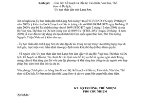 Công văn 1000/VPCP-KGVX  đầu tư xây dựng tôn tạo di tích Đội cứu quốc quân Bắc Sơn