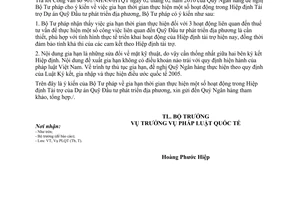 Công văn 369/BTP-PLQT sửa đổi Hiệp định Tài trợ Dự án Quỹ đầu tư phát triển địa phương