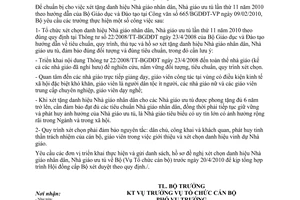 Công văn 44/BXD-TCCB xét tặng Nhà giáo nhân dân, Nhà giáo ưu tú