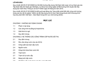 Quy chuẩn kỹ thuật Quốc gia QCVN 07:2010/BXD về các công trình hạ tầng kỹ thuật đô thị do Bộ trưởng Bộ Xây dựng ban hành
