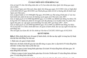 Quyết định 09/2010/QĐ-UBND điều chỉnh định mức chi quản lý hành chính, chi đào tạo dạy nghề  trung học kỹ thuật trên địa bàn tỉnh Đồng Nai