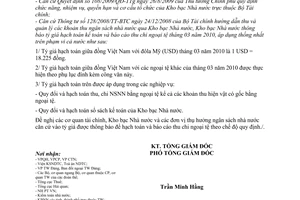 Thông báo 375/TB-KBNN tỷ giá hạch toán ngoại tệ tháng 03 năm 2010