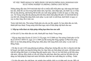 Chỉ thị 298/CT-TTg  triển khai các biện pháp cấp bách chống hạn, đảm bảo sản xuất nông nghiệp phòng, chống cháy rừng