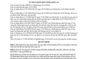 Quyết định 07/2010/QĐ-UBND bồi thường, hỗ trợ tái định cư khi nhà nước thu hồi đất trên địa bàn tỉnh Long An