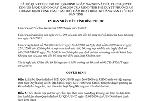 Quyết định 440/QĐ-UBND năm 2010 khoanh định vùng cấm hoạt động khoáng sản Bình Phước