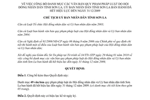 Quyết định 518/QĐ-UBND 2010 danh mục văn bản quy phạm pháp luật hết hiệu lực Sơn La