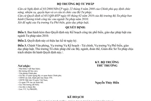 Quyết định 810/QĐ-BTP Kế hoạch công tác phổ biến, giáo dục pháp luật