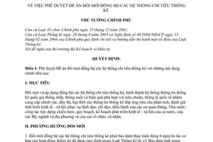 Quyết định 312/QĐ-TTg phê duyệt Đề án đổi mới đồng bộ các hệ thống chỉ tiêu thống kê
