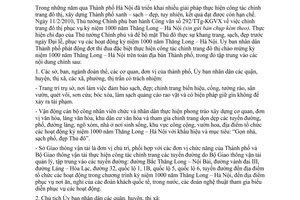 Chỉ thị 03/CT-UBND  chỉnh trang đô thị phục vụ kỷ niệm 1000 năm Thăng Long – Hà Nội