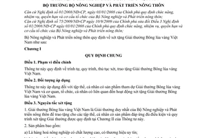 Thông tư 10/2010/TT-BNNPTNT  xét tặng Giải thưởng Bông lúa vàng Việt Nam