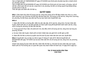 Quyết định 03/2010/QĐ-UBND  số lượng cán bộ, công chức xã, phường, thị trấn trên địa bàn tỉnh Bình Định