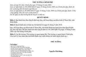 Quyết định 17/2010/QĐ-TTg Quy chế hoạt động Khu kinh tế Nhơn Hội, tỉnh Bình Định