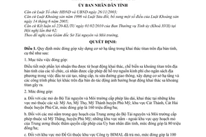 Quyết định 109/QĐ-UBND mức đóng góp xây dựng cơ sở hạ tầng trong khai thác titan trên địa bàn tỉnh