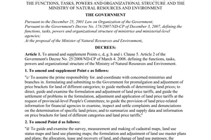 Decree No. 19/2010/ND-CP, defining the functions, tasks, powers and organization