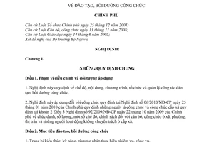 Nghị định 18/2010/NĐ-CP  đào tạo, bồi dưỡng công chức