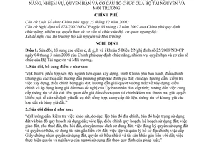 Nghị định 19/2010/NĐ-CP sửa đổi Nghị định 25/2008/NĐ-CP chức năng, nhiệm vụ, quyền hạn cơ cấu tổ chức bộ tài nguyên môi trường