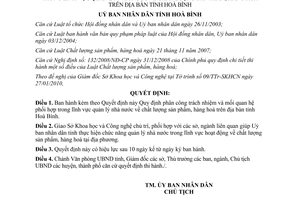 Quyết định 09/2010/QĐ-UBND phối hợp quản lý chất lượng sản phẩm Hoà Bình