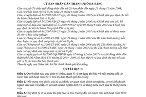 Quyết định 05/2010/QĐ-UBND tỷ lệ thu, quản lý sử dụng phí bảo vệ môi trường nước thải sinh hoạt năm 2010