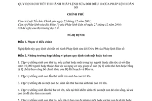 Nghị định 20/2010/NĐ-CP hướng dẫn Pháp lệnh sửa đổi Điều 10 Pháp lệnh Dân số