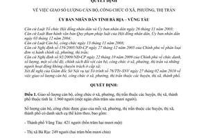 Quyết định 07/2010/QĐ-UBND giao số lượng cán bộ công chức ở xã phường thị trấn