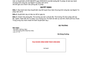 Quyết định 833/QĐ-BTP  Kế hoạch thực hiện Chương trình công tác Ngành Tư pháp