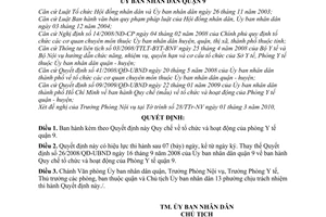 Quyết định 05/2010/QĐ-UBND  Quy chế tổ chức hoạt động phòng Y tế quận 9
