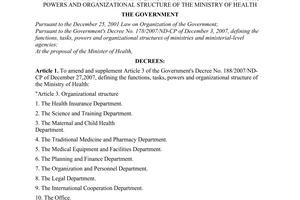 Decree No. 22/2010/ND-CP, amending and supplementing Article 3 the Government