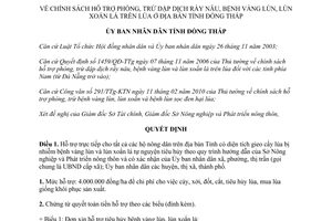 Quyết định 180/QĐ-UBND.HC năm 2010 chính sách phòng dịch rầy nâu bệnh vàng lùn Đồng Tháp